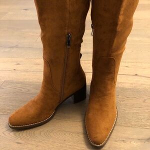 New Brown Faux Suede Knee-High Boots